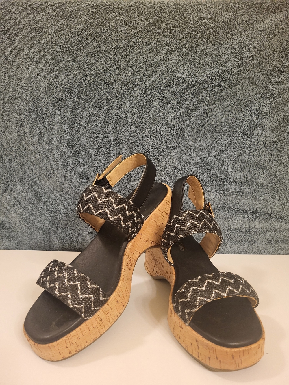 Dream Pairs Black Woven Cork Wedge Sandals